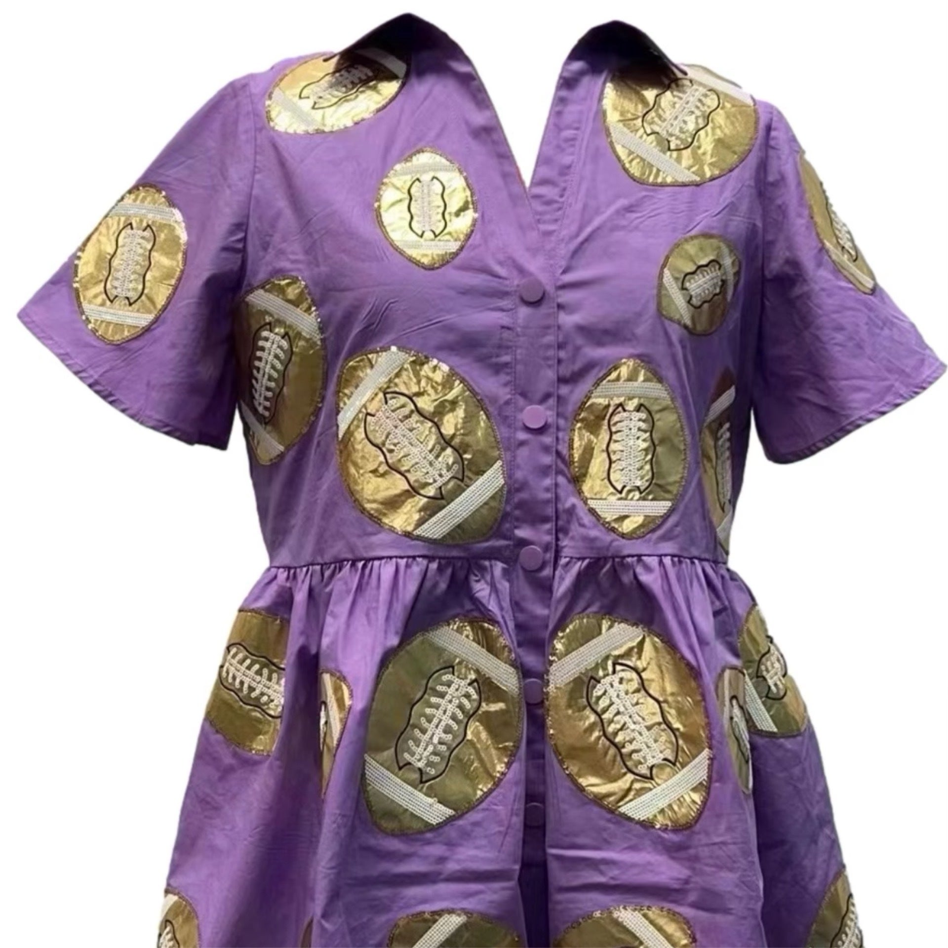 White, Purple & Gold Queen Of Gameday Romper in 2023